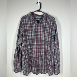 Columbia Shirt Mens XL Gray, Red And White Flannel Plaid Button Up